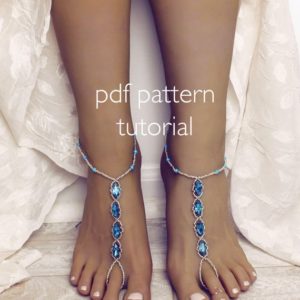 Shop Jewelry Making Tutorials! Barefoot Sandals PDF Foot jewelry tutorial patter tutorial Beading tutorial for anklet toe bracelet something blue tutorial beading pattern | Shop jewelry making and beading supplies, tools & findings for DIY jewelry making and crafts. #jewelrymaking #diyjewelry #jewelrycrafts #jewelrysupplies #beading #affiliate #ad