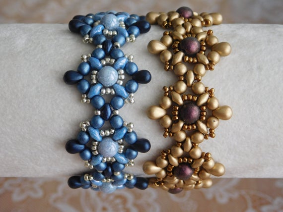 Beaded Bracelet Tutorial, Beading Pattern, Tarah Bracelet Tutorial, Beadweaving, Superduo, Czech Glass, Seed Beads, Drop Beads, Pdf