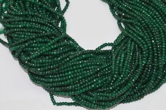 Beautiful Aaa+++ Fine Quality Natural Zambian Emerald Faceted Rondelles, Natural Color, 3-4.50 Mm Approx, 16 Inch Strand, Sale Per Strand.
