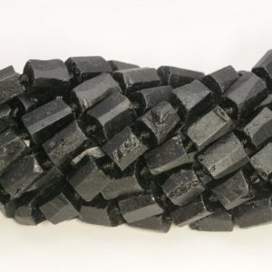Shop Faceted Gemstone Beads! Genuine Natural Rough Black Tourmaline Gemstone Grade AAA 8×6-12x8MM Faceted Round Tube Loose Beads (A237) | Natural genuine faceted Gemstone beads for beading and jewelry making.  #jewelry #beads #beadedjewelry #diyjewelry #jewelrymaking #beadstore #beading #affiliate #ad