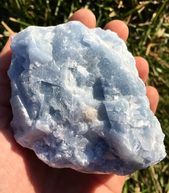 Rough Blue Calcite Chunk (0.5" - 4") Raw Blue Calcite Crystal - Natural Blue Calcite Stone - Healing Crystals & Stones - Genuine Blue Stone