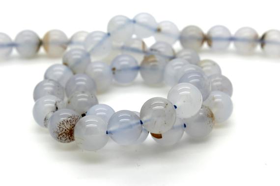 Blue Chalcedony Beads, Natural Blue Chalcedony Smooth Polished Round Sphere Ball Gemstone Beads - Rn104