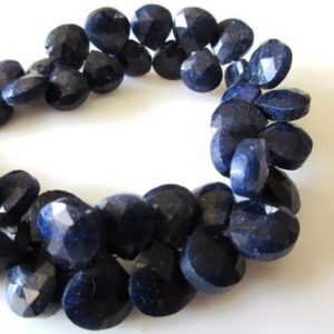 Shop Sapphire Bead Shapes! Blue Corundum Sapphire Heart Shaped Briolette Beads, Sapphire Briolette Beads, Sapphire Faceted Briolette Beads, 8mm To 10mm Beads, GDS1151 | Natural genuine other-shape Sapphire beads for beading and jewelry making.  #jewelry #beads #beadedjewelry #diyjewelry #jewelrymaking #beadstore #beading #affiliate #ad
