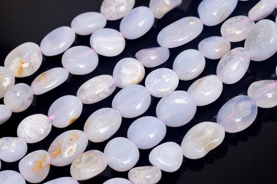Genuine Natural Blue Lace Agate Loose Beads Grade A Pebble Nugget Shape 8-10mm