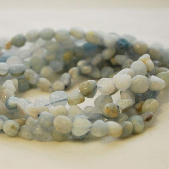 Blue Lace Agate  Gemstone Tumblestone Nugget Pebble Beads - 5mm - 8mm - 15" Strand