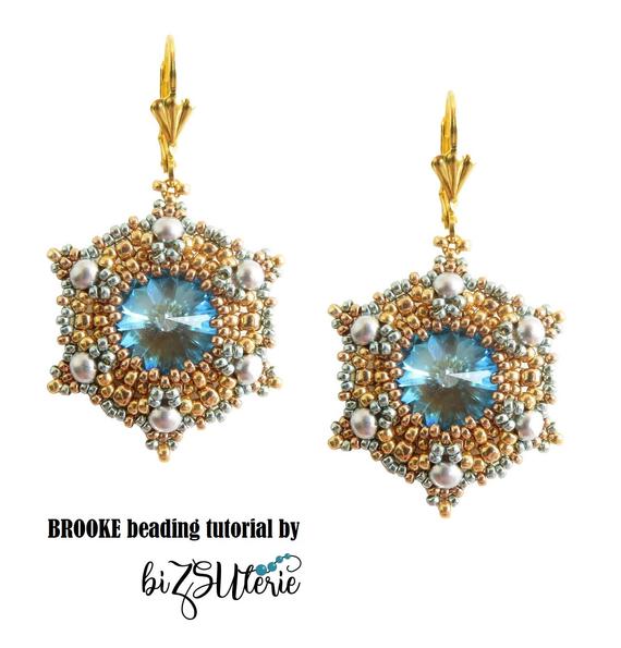 Brooke Earrings - Instant Download Diy Beading Pattern, Tutorial In English W. Cylinder And Seed Beads, Rounduo Mini Beads And Sw Cabochon Brooke Earrings - Instant Download Diy Beading Pattern, Tutorial In English W. Cylinder And Seed Beads, Rounduo Mini Beads And Sw Cabochon