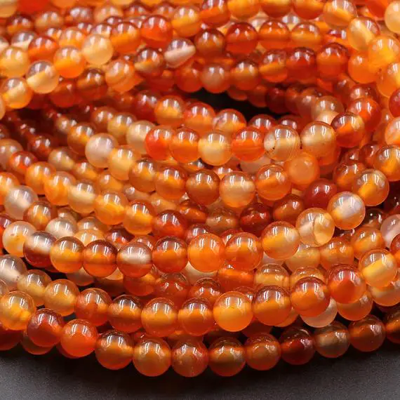 Aaa Natural Carnelian 4mm 6mm 8mm 10mm 12mm Round Beads Highly Polished Finish Natural Red Orange Gemstone 15.5" Strand