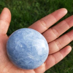 Shop Palm Stones! Large Celestite Palm Stone | Natural genuine stones & crystals in various shapes & sizes. Buy raw cut, tumbled, or polished gemstones for making jewelry or crystal healing energy vibration raising reiki stones. #crystals #gemstones #crystalhealing #crystalsandgemstones #energyhealing #affiliate #ad