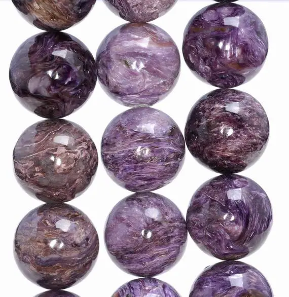 18mm  Genuine Charoite Gemstone Grade A Round Loose Beads   (80004114-a175)
