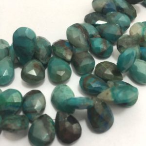 Shop Chrysocolla Faceted Beads! Chrysocolla Faceted  Briolette Pears 8×16 to 9×15 mm Gemstone Beads Strand Sale / Faceted Pears / Chrysocolla Briolette Strand Wholesale | Natural genuine faceted Chrysocolla beads for beading and jewelry making.  #jewelry #beads #beadedjewelry #diyjewelry #jewelrymaking #beadstore #beading #affiliate #ad