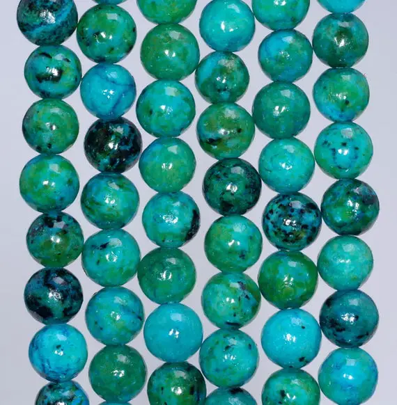8mm Chrysocolla Quantum Quattro Gemstone Round Loose Beads 7.5 Inch Half Strand (90143192-b61)