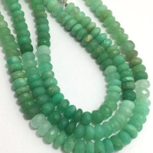 Shop Chrysoprase Faceted Beads! 90 Carats Chrysoprase Shaded Faceted Rondelle 7.5 to 8.5 mm 8"/Gemstone Beads/Semi Precious Beads/Rondelle Beads/Green Beads/Rare Beads | Natural genuine faceted Chrysoprase beads for beading and jewelry making.  #jewelry #beads #beadedjewelry #diyjewelry #jewelrymaking #beadstore #beading #affiliate #ad