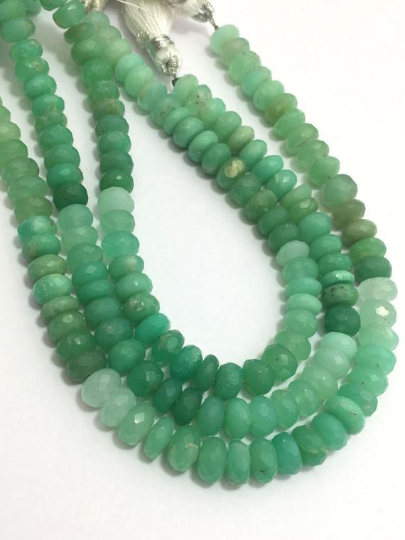 90 Carats Chrysoprase Shaded Faceted Rondelle 7.5 To 8.5 Mm 8"/gemstone Beads/semi Precious Beads/rondelle Beads/green Beads/rare Beads