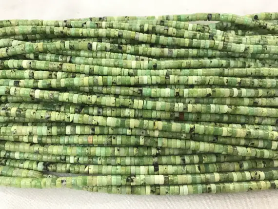 Natural Chrysoprase 4mm - 8mm Heishi Genuine Green Gemstone Loose Beads 15 Inch Jewelry Supply Bracelet Necklace Material Support Wholesale