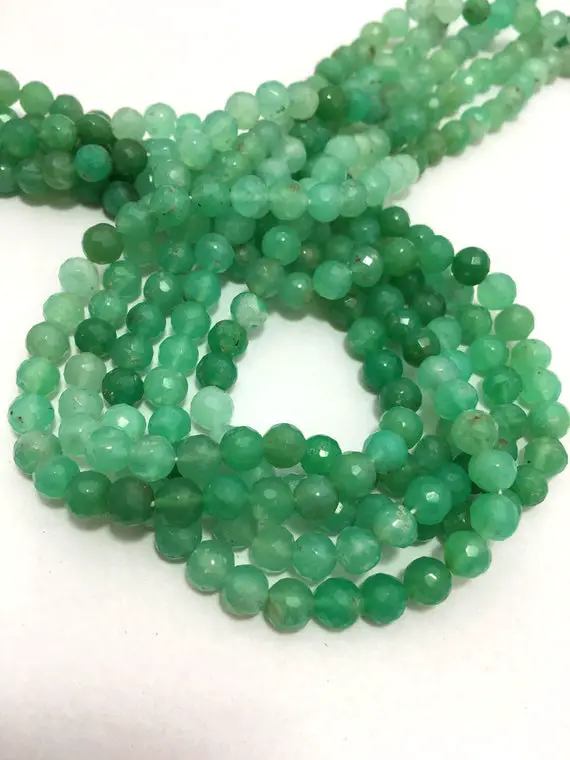 3.5 To 4 Mm  Chrysoprase Micro Faceted Rondelle Bead Strand Sale / Chrysoprase Gemstone Beads / 4 Mm Rondelle Beads Sale / Faceted Bead