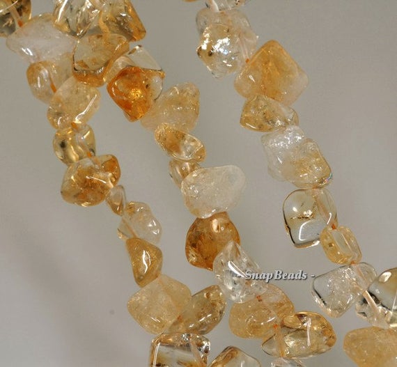 14x12-8x6mm Citrine Quartz Gemstone Pebble Nugget Loose Beads 7 Inch Half Strand (90191499-b42-595)