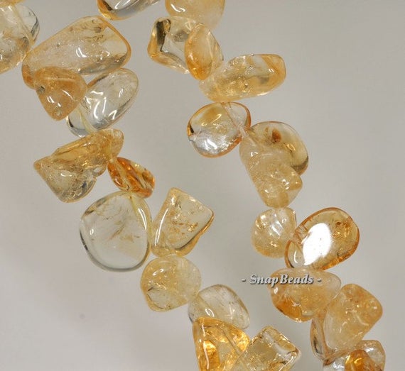 22x8-10x8mm Citrine Quartz Gemstone Pebble Nugget Loose Beads 7.5 Inch Half Strand (90191503-b42-595)