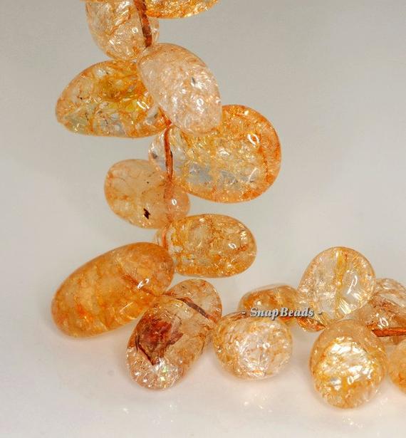 27x12-14x11mm Citrine Quartz Gemstone Pebble Nugget Loose Beads 7 Inch Half Strand (90144124-b16-527)