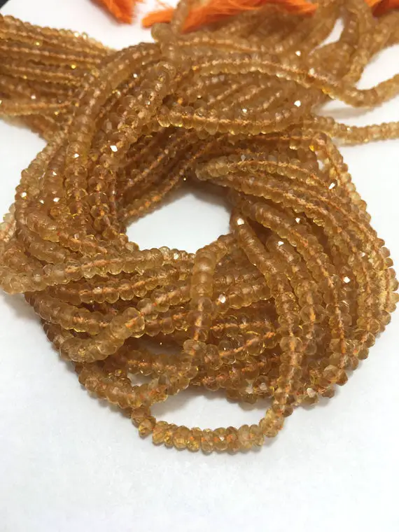 On Sale Lot Of 5 Strand 3 Mm Citrine Faceted Rondelle Beads Strand / Gemstone Beads / Faceted Citrine / Wholesale Citrine Strand / Rondelle