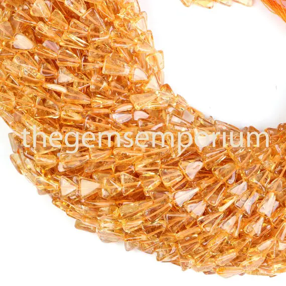 Citrine Plain Trillion, Smooth Gemstone Beads, Smooth Plain Beads, Trillion Plain Natural Gemstone Beads, Aa Quality