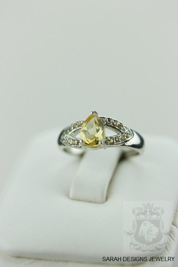 Size 5.5 Citrine Pear Shape Fine 925 Sterling Silver Ring (nickel Free) R619