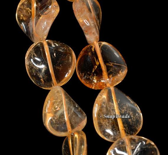 16x15mm Citrine Quartz Gemstone Twist Round Loose Beads 7.5 Inch Half Strand (90144220-b17-529)