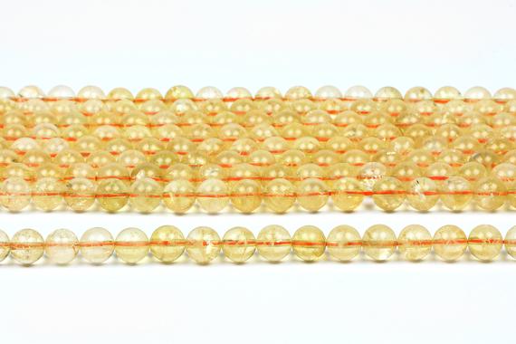 Citrine Round Beads,smooth Beads,november Birthstone Beads,gemstone Beads,unique Beads,yellow Beads,semiprecious Beads - 16" Full Strand