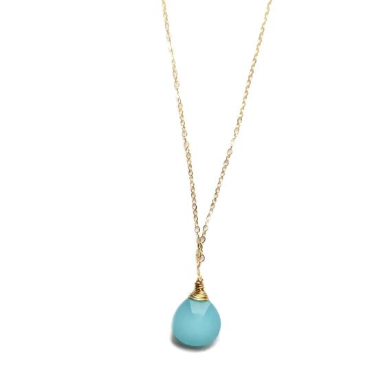 Dainty Chalcedony Necklace // Blue Chalcedony Necklace // Gold Filled Necklace // Gemstone Necklace // Everyday Jewelry // Gift For Her