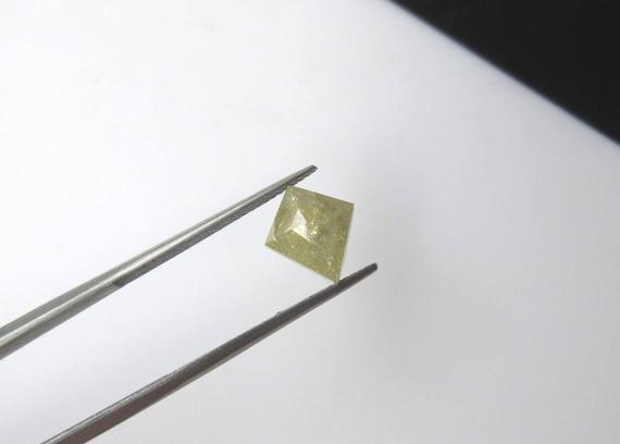 Huge 10.9mm/2.55ctw Natural Yellow Kite Shaped Diamond Rose Cut Loose Cabochon, Faceted Rose Cut Diamond Loose, Dds510/4