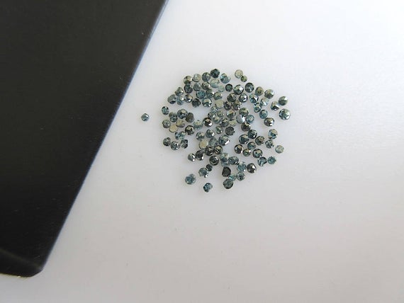 25 Pieces 1mm Blue Rose Cut Diamond Loose, Blue Diamond Rose Cut, Faceted Blue Diamond Flat Back Cabochon For Jewelry, Dds496/6