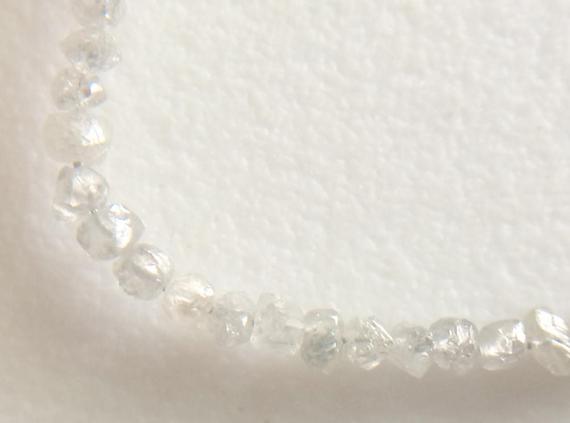2-3mm Rare Clear White Diamond Uncut Beads, Natural Raw Clear White Diamond Beads, Designer Clear Diamonds (2in To 4in Options) - Ddp179