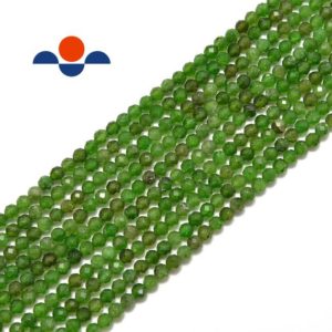 Shop Diopside Beads! Natural Diopside Faceted Round Beads Size 3mm 15.5" strand | Natural genuine beads Diopside beads for beading and jewelry making.  #jewelry #beads #beadedjewelry #diyjewelry #jewelrymaking #beadstore #beading #affiliate #ad