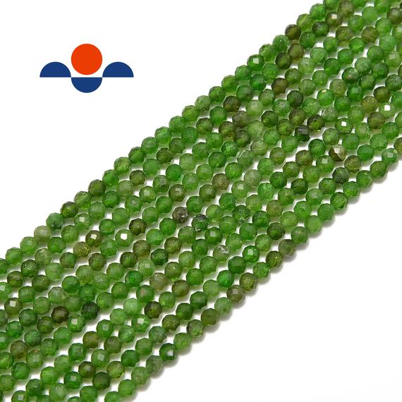 Natural Diopside Faceted Round Beads Size 3mm 15.5" Strand
