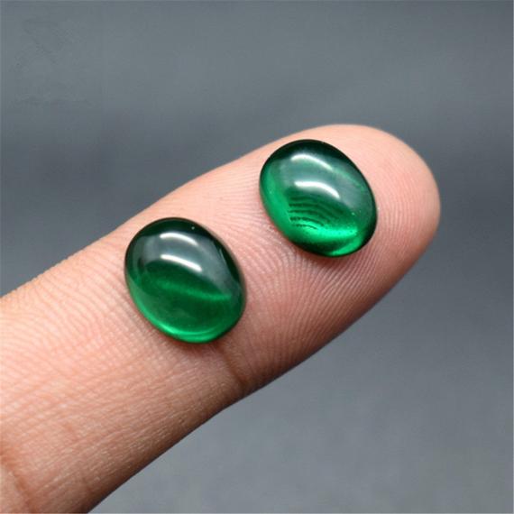 Emerald Oval Cabochon Smooth Polished Surface Egg Shape Rich Green Emerald Cabochon Flat Back Multiple Sizes To Choose C59e