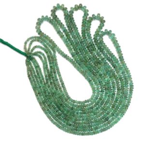 Shop Emerald Rondelle Beads! AAA+ Emerald Precious Gemstone 3mm-5mm Smooth Rondelle Beads | 16inch Strand | Natural Green Emerald Precious Gemstone Graduating Beads | Natural genuine rondelle Emerald beads for beading and jewelry making.  #jewelry #beads #beadedjewelry #diyjewelry #jewelrymaking #beadstore #beading #affiliate #ad