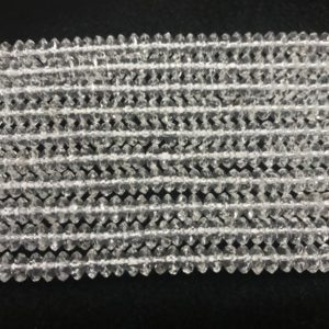 Shop Quartz Crystal Rondelle Beads! Faceted Clear Crystal 3x6mm Rondelle Cut Natural Quartz Disk Beads 15 inch Jewelry Supply Bracelet Necklace Material Support Wholesale | Natural genuine rondelle Quartz beads for beading and jewelry making.  #jewelry #beads #beadedjewelry #diyjewelry #jewelrymaking #beadstore #beading #affiliate #ad