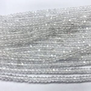 Shop Quartz Crystal Rondelle Beads! Faceted Clear Crystal 4mm Rondelle Cut Natural Quartz Beads 15 inch Jewelry Supply Bracelet Necklace Material Support Wholesale | Natural genuine rondelle Quartz beads for beading and jewelry making.  #jewelry #beads #beadedjewelry #diyjewelry #jewelrymaking #beadstore #beading #affiliate #ad