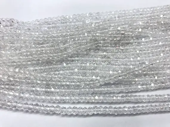 Faceted Clear Crystal 4mm Rondelle Cut Natural Quartz Beads 15 Inch Jewelry Supply Bracelet Necklace Material Support Wholesale