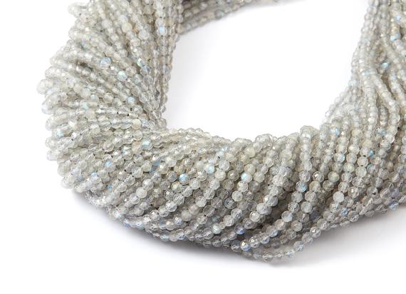 Faceted Gemstone Beads - Labradorite Rondelles Beads - 15.8" / 162 Pcs / 1 Strand - 2.6x2.6mm - Natural Stone Beads - Ns1005b