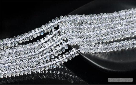 Faceted Grade Aaa Natural Clear Quartz Rondelle Beads With 20 Facets 2.5x5mm 3x6mm Shiny Faceted Beads 15 Inch Strand Cq36