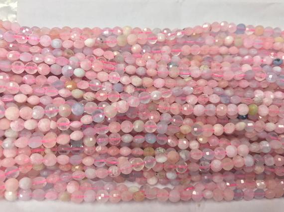 Faceted Multicolor Morganite 4mm Flat Round Cut Grade A Natural Coin Beads 15 Inch Jewelry Bracelet Necklace Material Supply