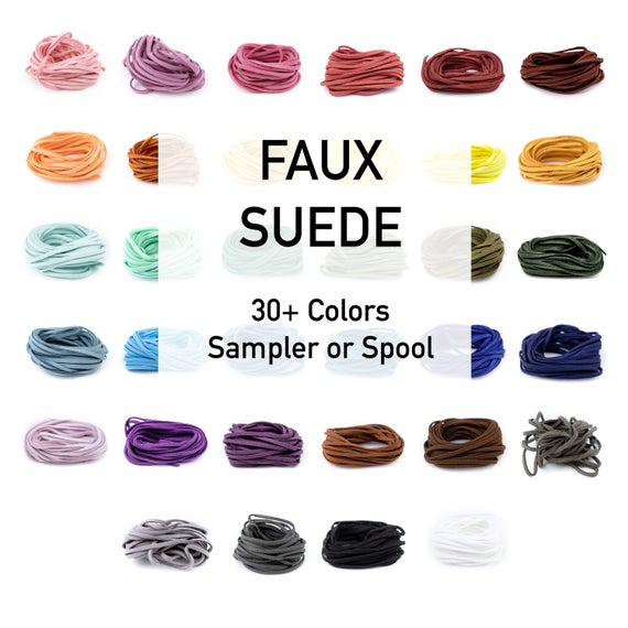 Faux Suede Cord: 3mm Flat Microsuede String, Red Orange Yellow Green Blue Purple Pink Brown Grey Black White, Light Dark, Ships From Usa! Faux Suede Cord: 3mm Flat Microsuede String, Red Orange Yellow Green Blue Purple Pink Brown Grey Black White, Light Dark, Ships From Usa!