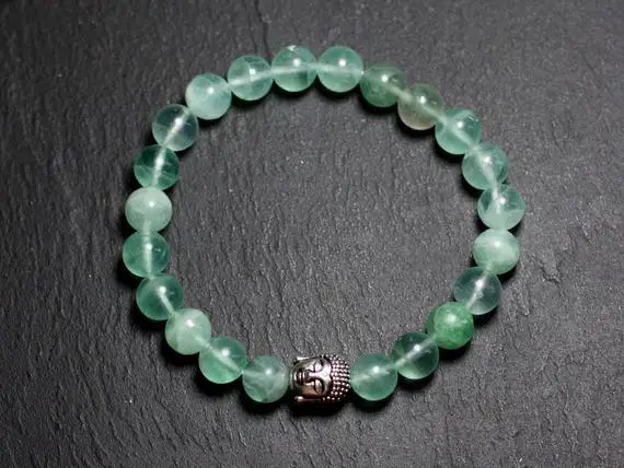 Bracelet Bouddha Et Pierre Semi Précieuse - Fluorite Verte 8mm