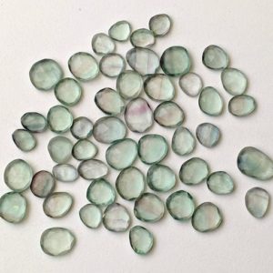 Shop Fluorite Beads! 10-13mm Green Fluorite Rose Cut Cabochons, 5 Pcs Natural Faceted Green Fluorite Free Form Shape Flat Back Cabochons – PNT36 | Natural genuine beads Fluorite beads for beading and jewelry making.  #jewelry #beads #beadedjewelry #diyjewelry #jewelrymaking #beadstore #beading #affiliate #ad