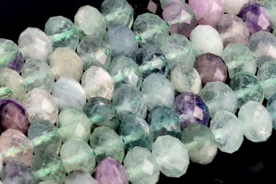 Genuine Natural Multicolor Fluorite Loose Beads Faceted Rondelle Shape 8x6mm