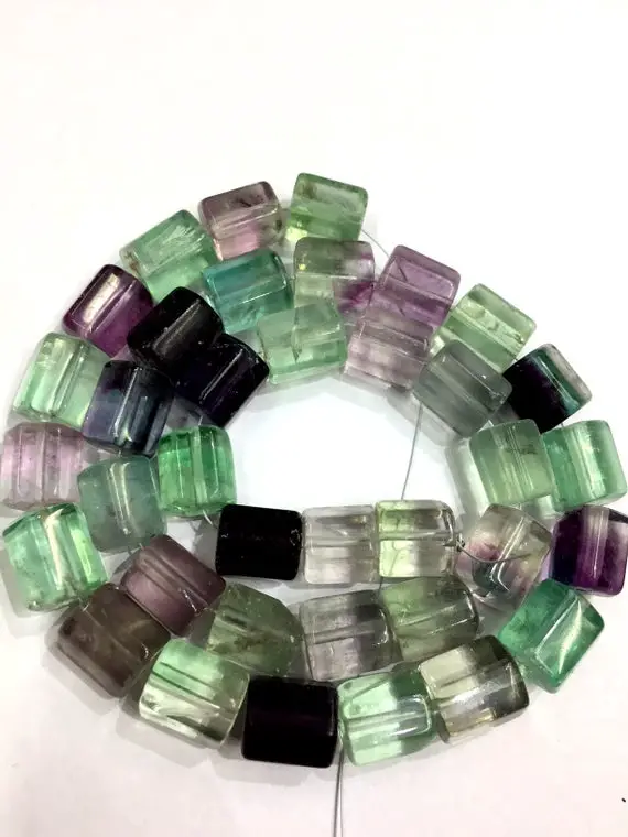 Natural Fluorite Twisted Tube Shape Beads 8.mm Fluorite Tube Beads Fluorite Gemstone Multi Fluorite Beads 14" Strand Top Quality