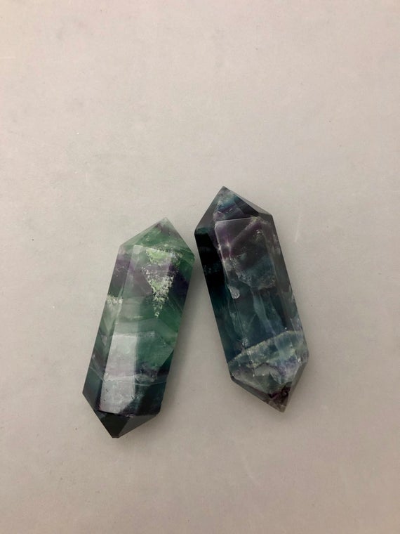 Rainbow Fluorite Double Terminated Crystal Point (3 1/2") For Empath Protection Mental Clarity Positivity Mercury Retrograde Metaphysical