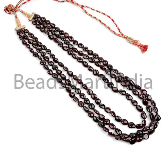 Garnet Plain Smooth Nugget Beads Necklace, 8-9 Mm Garnet Plain Nugget Beads, Smooth Garnet Beads, Garnet Nugget Shape Necklace