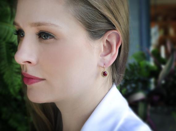Rose Gold Garnet Earrings · Garnet Stud Earrings · January Birthstone Earrings · Birthday Gift For Her · Bridesmaid Earrings