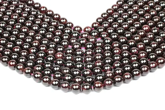 Garnet Beads,semiprecious Beads,round Smooth Beads,loose Beads,diy Beads,jewelry Making,garnet Gemstone - 16" Strand